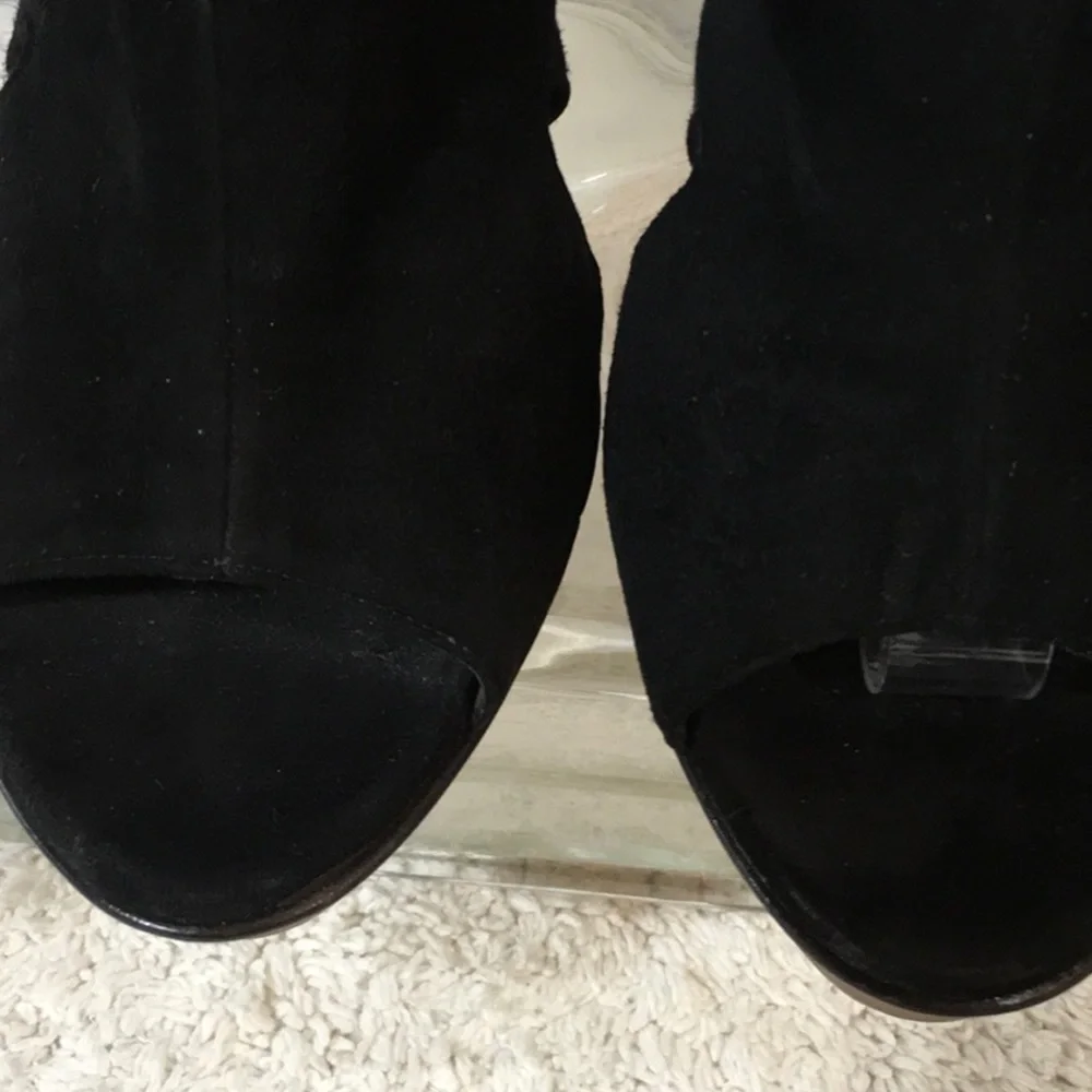 Marni black suede wedge platform heels